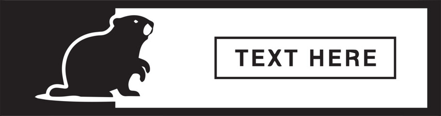 Obraz premium Silhouette of a groundhog or marmot next to a text box