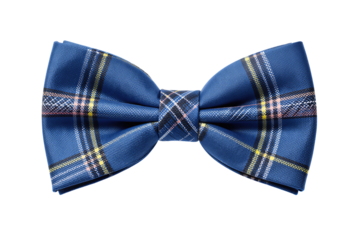 Elegant Blue Plaid Bow Tie with Multicolored Pattern