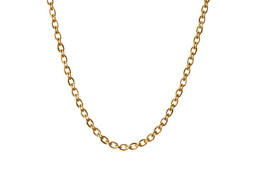 Elegant Gold Oval Link Chain Necklace Isolated on Black