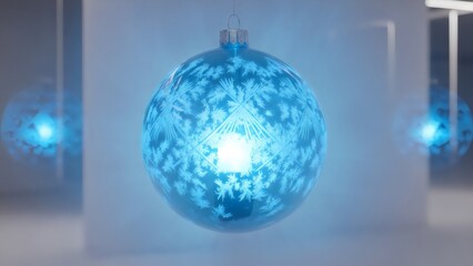 Fototapeta premium Glowing lantern under a snowy arch creating a serene, magical winter holiday scene. 