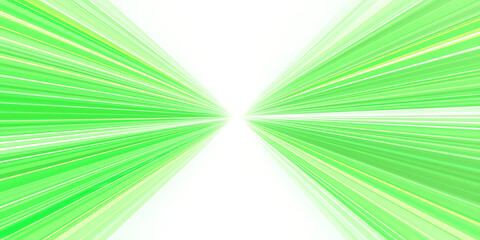 Fototapeta premium Abstract bright green light streaks converging towards a central white point in a dynamic speed effect