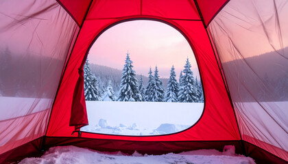 Winter Camping Tent View