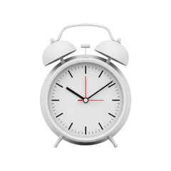 Minimalist white alarm clock with red second hand, 3d render art