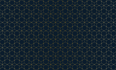 Elegant geometric gold pattern with hexagonal and triangular lines and dots on dark background