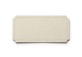 Rectangular blank admission pass mockup rendered with a textured beige surface and scalloped edges