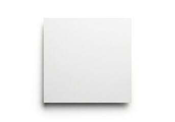 Blank white square paper object casts a soft shadow against a light background