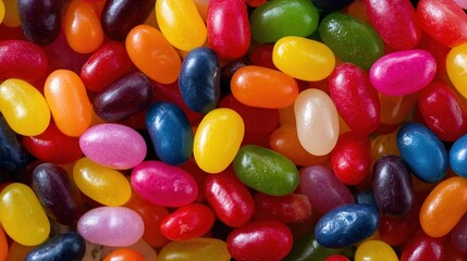 Assortment of vibrant colorful jelly beans candy snack