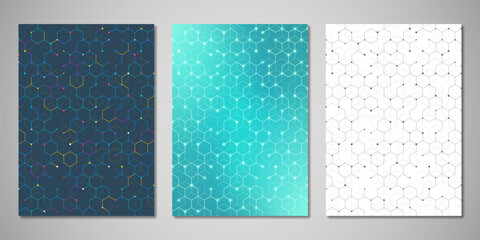 Abstract geometric background with hexagons shape pattern for a business brochure or cover book, page layout, flyer design, and poster template