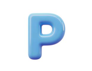 Glossy Blue 3D Letter P Isolated
