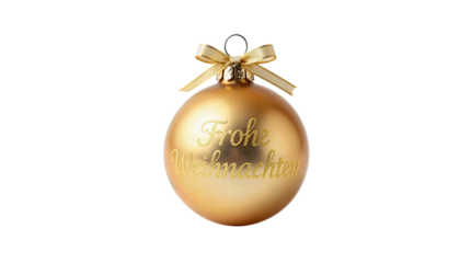 Golden Christmas Ornament with Festive German Greeting