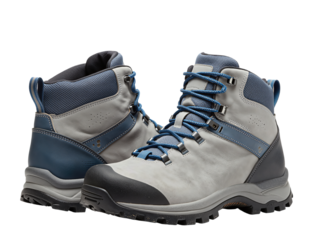Gray and Blue Hiking Boots with Durable Soles