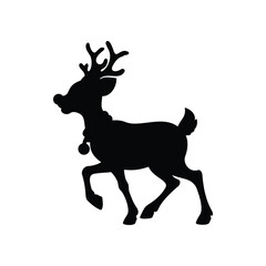 Rudolph red nose reindeer silhouette icon vector flat illustration design.
