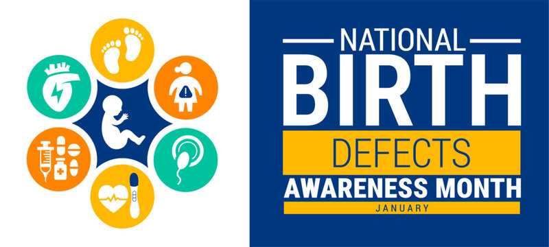 National Birth Defects Awareness Month background, banner, card or poster design template is observed every year during January, to raise awareness about the mission. Vector illustration.