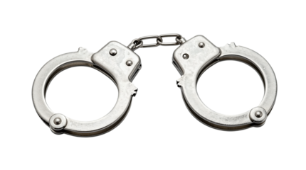 Open Metal Handcuffs Isolated on Black