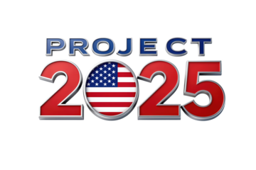 Project 2025 with US Flag in Modern Typography