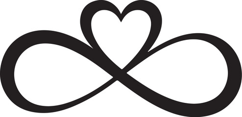Black infinity symbol with heart shape inside love