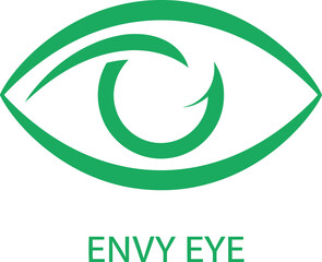 Green stylized eye graphic with a circular motion inside symbolizing vision and transformation