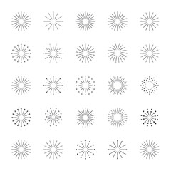 Obraz premium A collection of various abstract starburst designs in grayscale on a white background