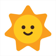 Cute Smiling Sun Icon Bright Cartoon Sun Illustration for Summer and Kids Themes