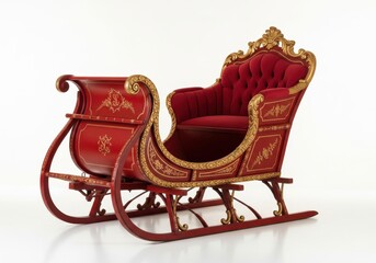 Ornate antique style transport sits on a reflective surface against a white background