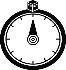 Qibla direction compass with kaaba icon and muslim pray indicator vector for accurate religious guidance