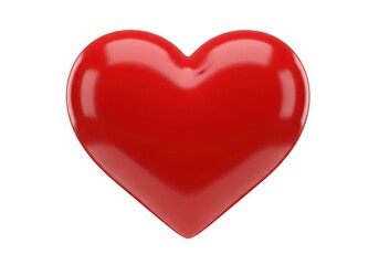 Shiny three dimensional red heart symbol displayed against a clean white background