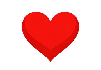 Bold red heart shape rendered with subtle three dimensional shading against a stark white background