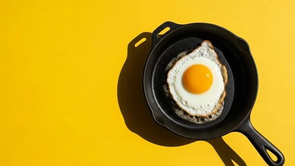 Skilletcooked egg in yellow light: a timeless breakfast scene in motion