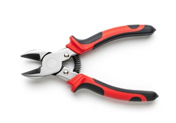 Obraz premium Diagonal Cutting Pliers with Red and Black Handles Isolated on White