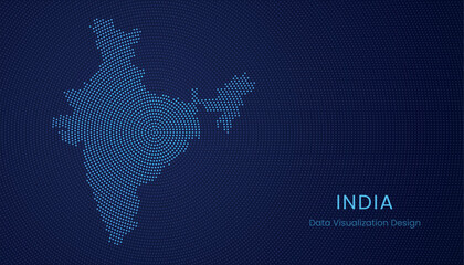 India dotted digital map for data visualization design