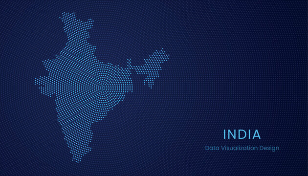 India dotted digital map for data visualization design