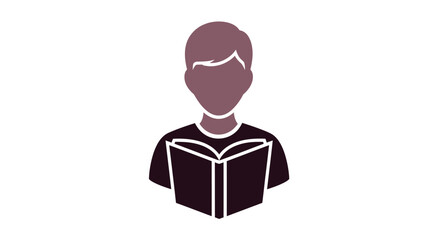 Stylized illustration of a person reading a book, representing education and knowledge.