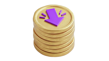Stack of Gold Coins with Down Arrow Symbol