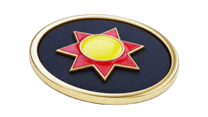 Star Badge on Black Oval with Gold Border