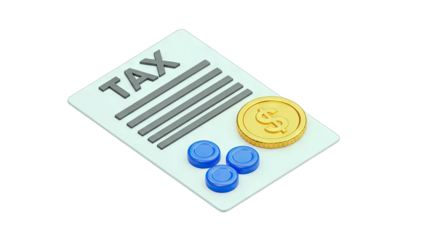 Tax Form with Coin and Checkers on White Background