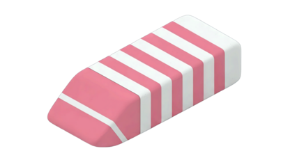 Pink and White Eraser Isolated on White Background