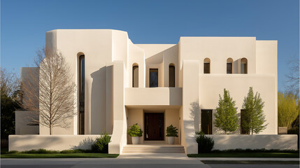 Cloud Dancer A modern white house a unique design and a clear blue sky Colour of the Year 2026