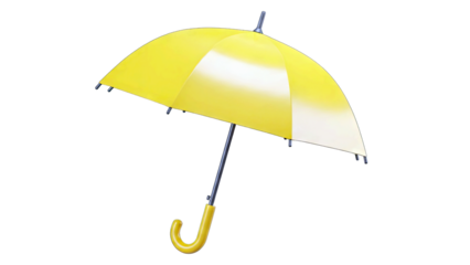 Yellow Umbrella Open on White Background