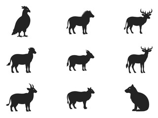 Animal Silhouettes, Subject: Farm Animals, Location: Abstract, Content Type: Illustration, Environment: Minimalist, Viewpoint: Artistic, Concept: Nature