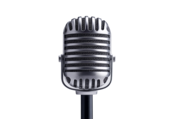 Vintage chrome microphone isolated on transparent background