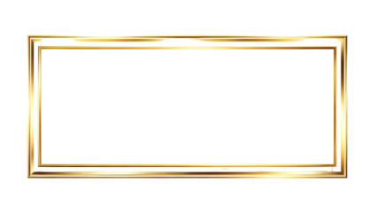 Luxury Golden Rectangular Double Frame with Shiny Metallic Effect Isolated Vector isolated PNG with Transparent Background