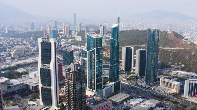 San Pedro Garza Garc&iacute;a, city in Nuevo Le&oacute;n Mexico - Aerial Drone View