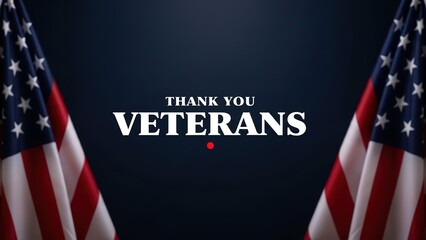 Thank You Veterans Message with American Flags and Bokeh Keywords: Veterans Day, USA, America