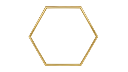 Minimalist Gold Hexagon Geometric Frame Vector isolated PNG with Transparent Background