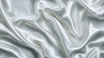 Obraz premium Elegant white satin fabric folds texture background design