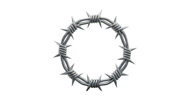 Barbed wire forming a protective circle, symbolizing confinement and defense