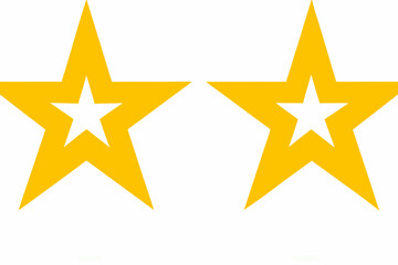 Two bright yellow stars against a plain white background simple graphic