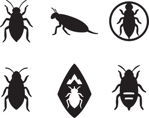 Ground Beetle Silhouette Icon Set.eps