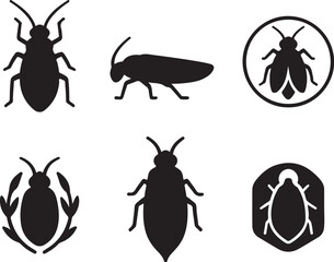 Lace Bug Silhouette Icon Set.eps