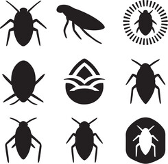 Water Boatman Silhouette Icon Set.eps